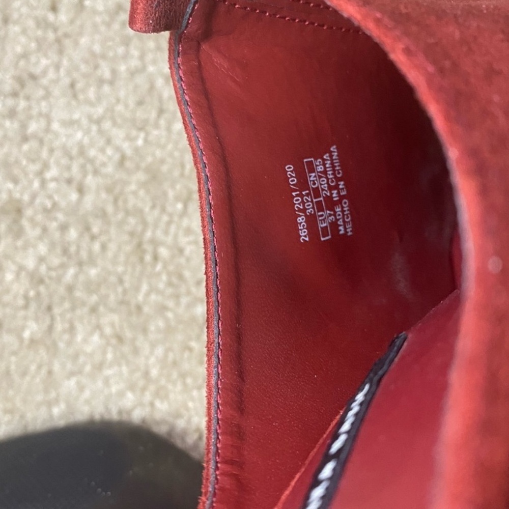 Zara Red Suede Mules With Block Heel Size 37 Eu - image 6